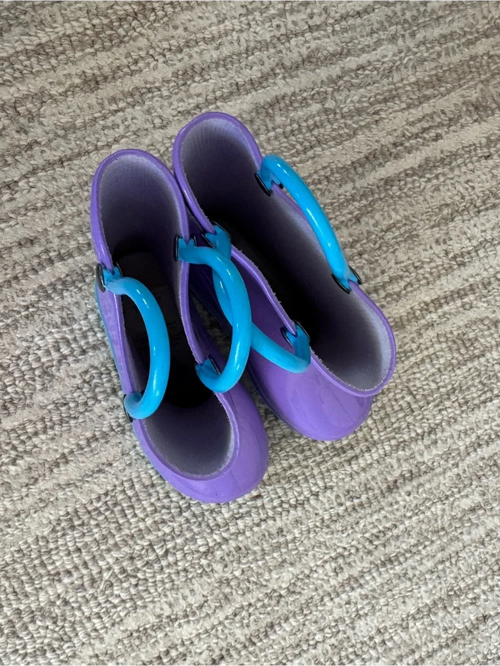 Toddler Purple Rain Boots with Blue Soles